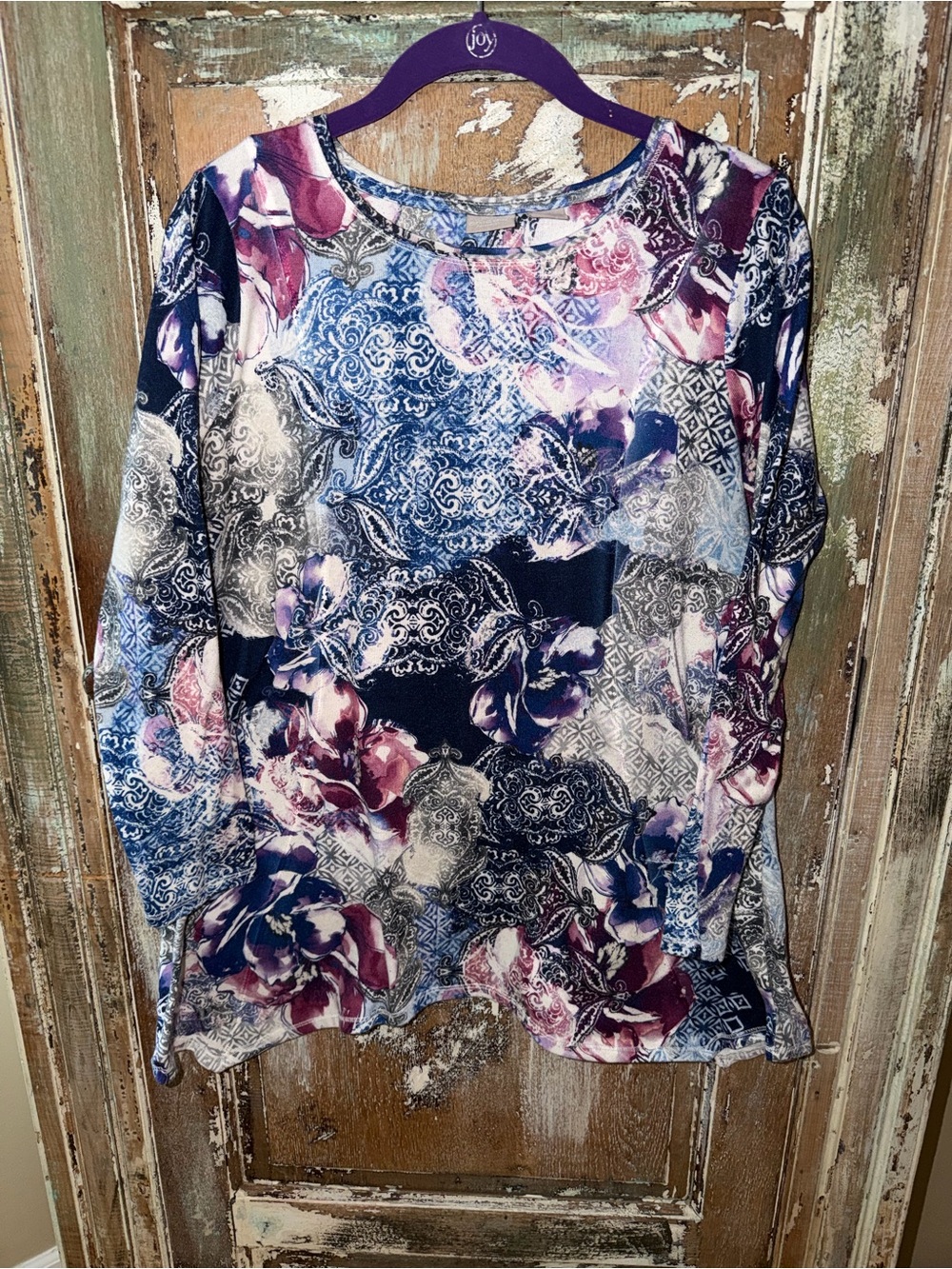 Chico’s Zenergy Women’s Size 1 (8/10) Floral Paisley Long Sleeve Tunic Top